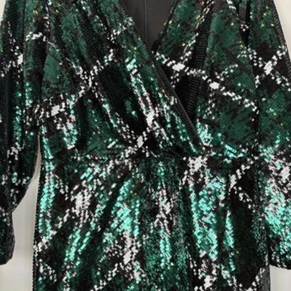 ELOQUII Plus Size Fully Sequined Plaid Wrap Holiday Dress Size: 16 |Worn by Loni - Picture 5 of 9